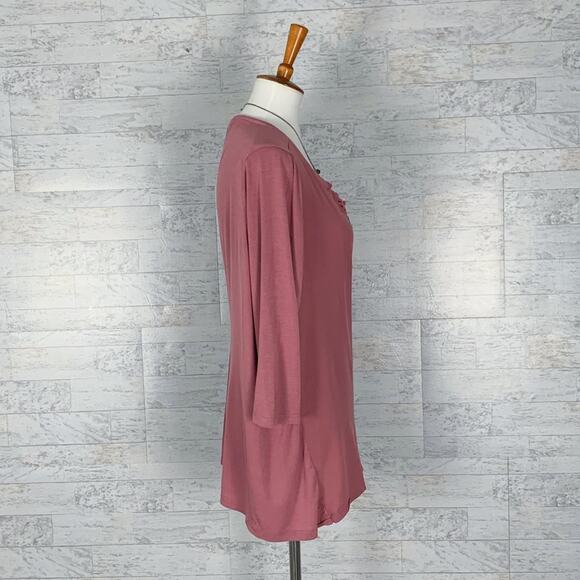 Autograph mauve suede 3/4 sleeve casual tunic blouse top casual - Picture 3 of 6